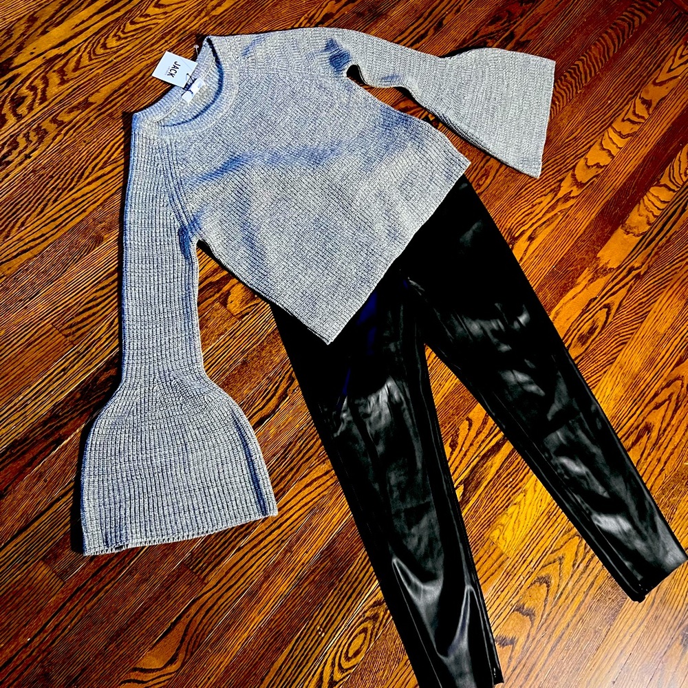 Zara Faux leather pants $25 sweater $15